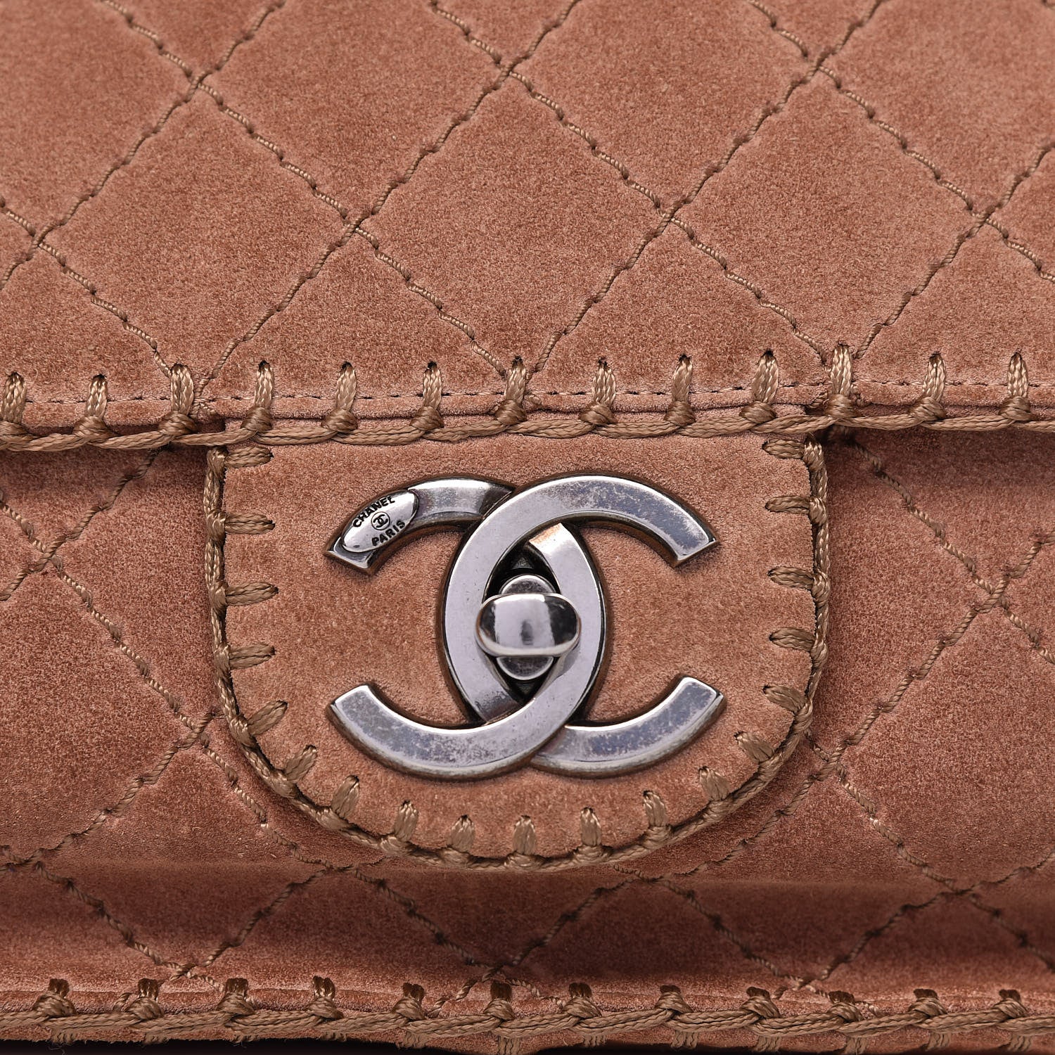 Chanel Suede Calfskin Stitch Flap Light Brown 8 of 25