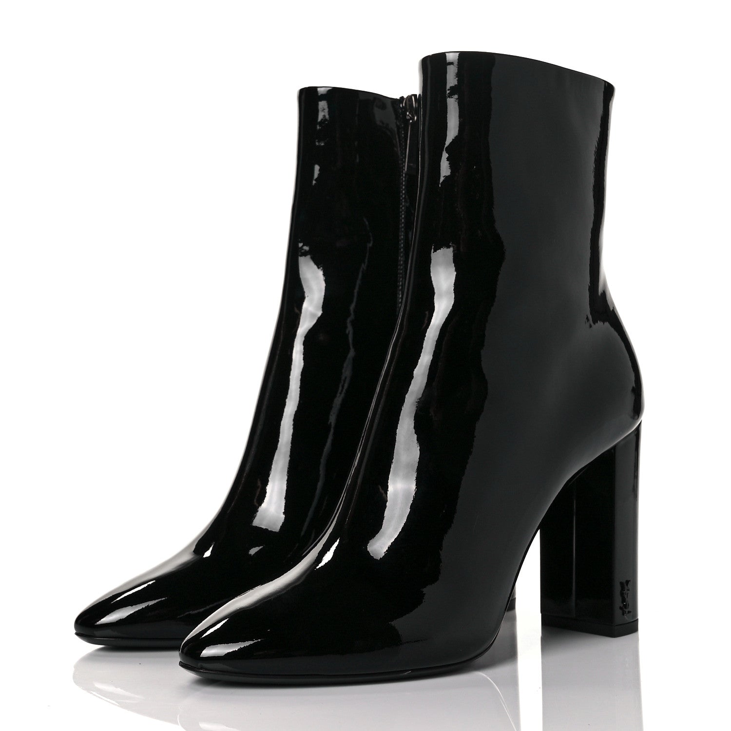 Saint Laurent Patent Loulou 95 Ankle Zip Boot 40 Black 3 of 9