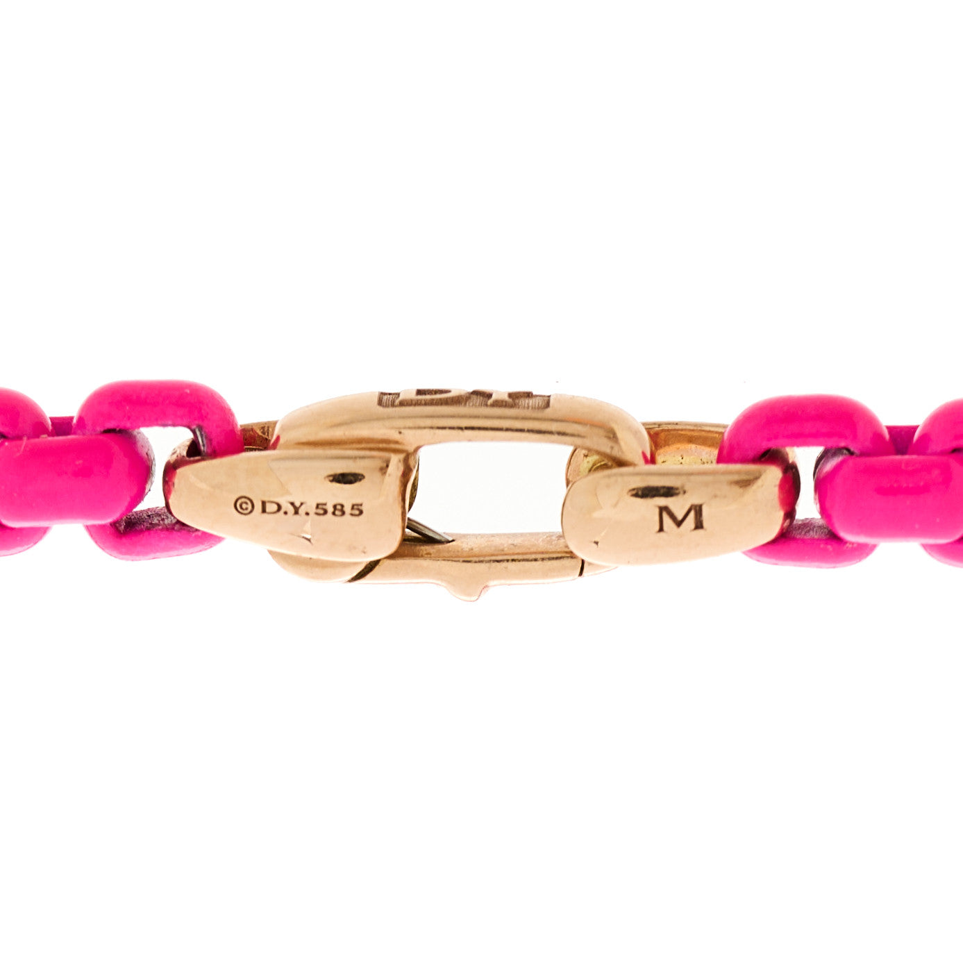 14K Rose Gold Acrylic Bel Aire 4mm Chain Bracelet Hot Pink