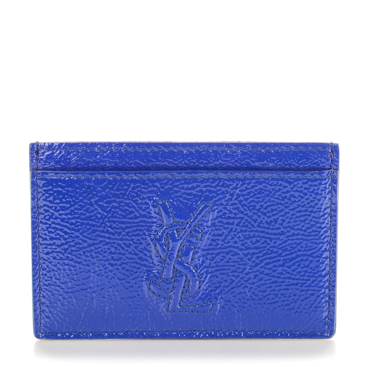 Textured Patent Belle De Jour Card Case Royal Blue