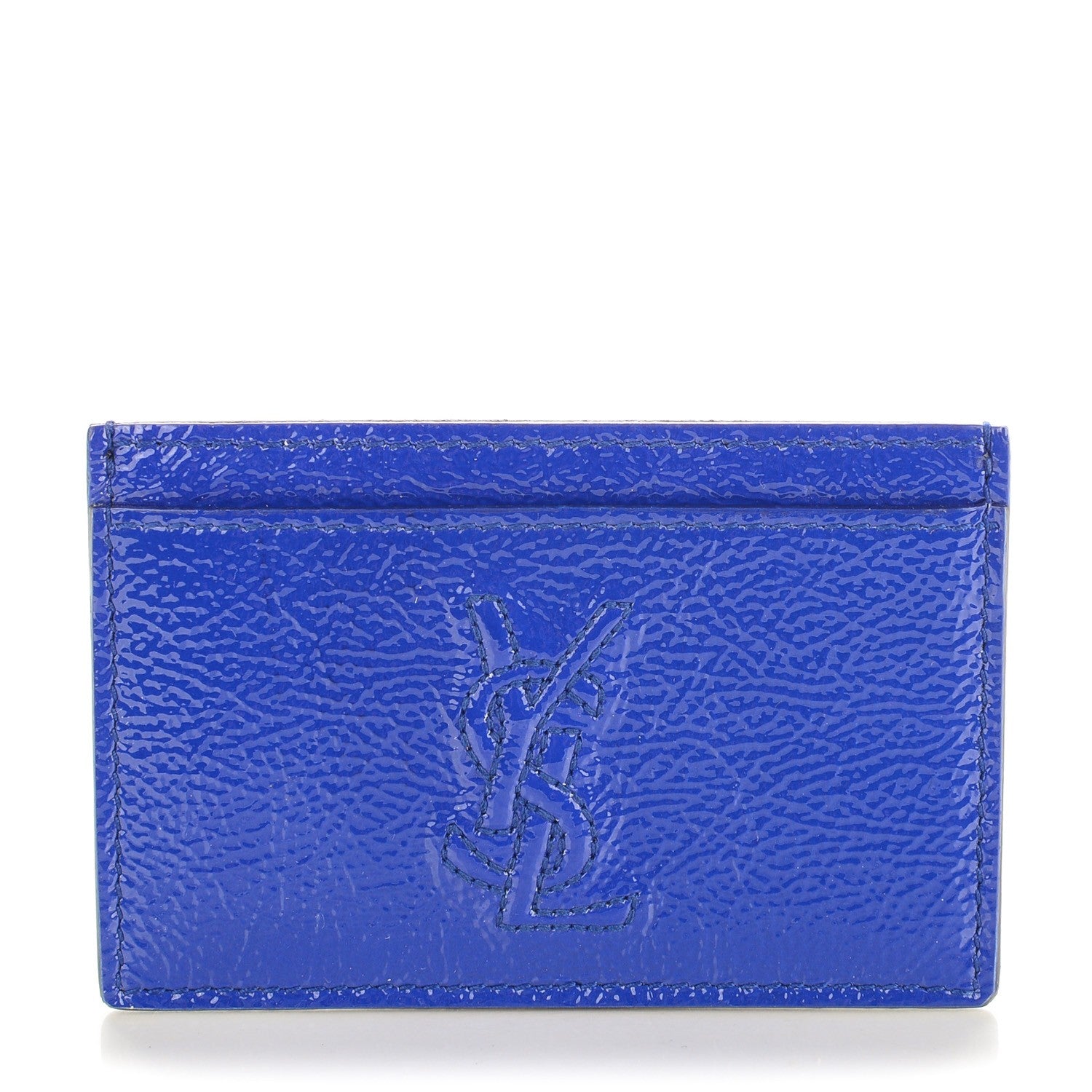 Saint Laurent Textured Patent Belle De Jour Card Case Royal Blue 1 of 7