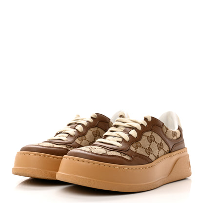Gucci Calfskin GG Monogram Womens Platform 55mm Sneakers 37.5 Hezelnut Beige Ebony Mystic White 3 of 9