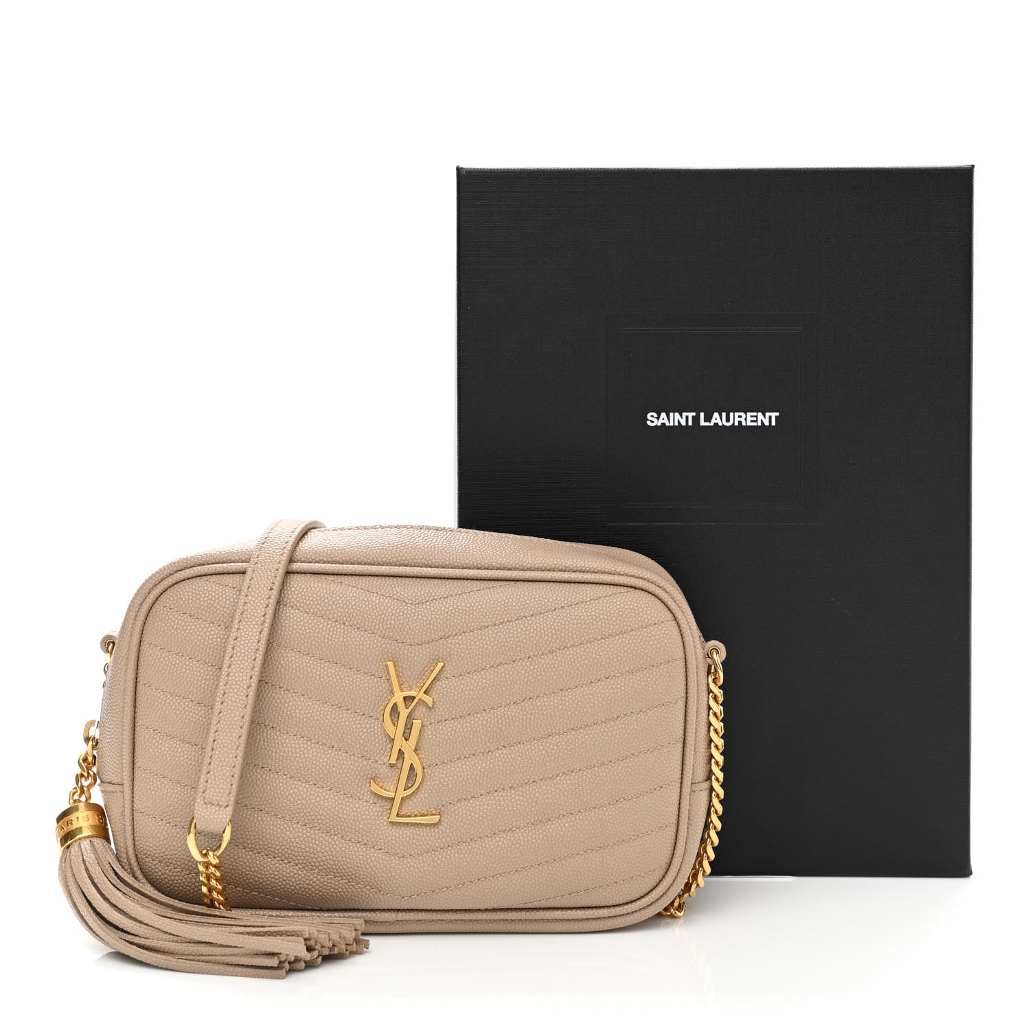 Saint Laurent Grain De Poudre Matelasse Monogram Mini Lou Camera Bag Dark Latte 12 of 12