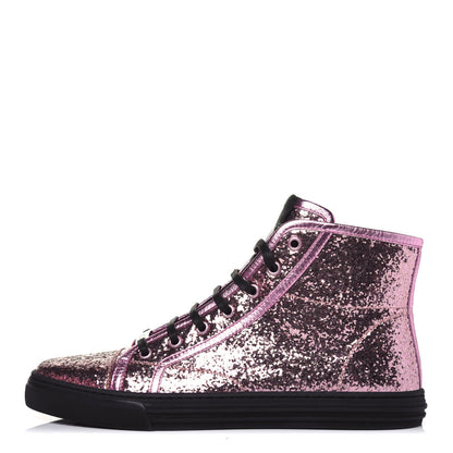 Gucci Glitter Galactica Nappa High Top Sneakers 39.5 Soft Pink Rosa 1 of 9