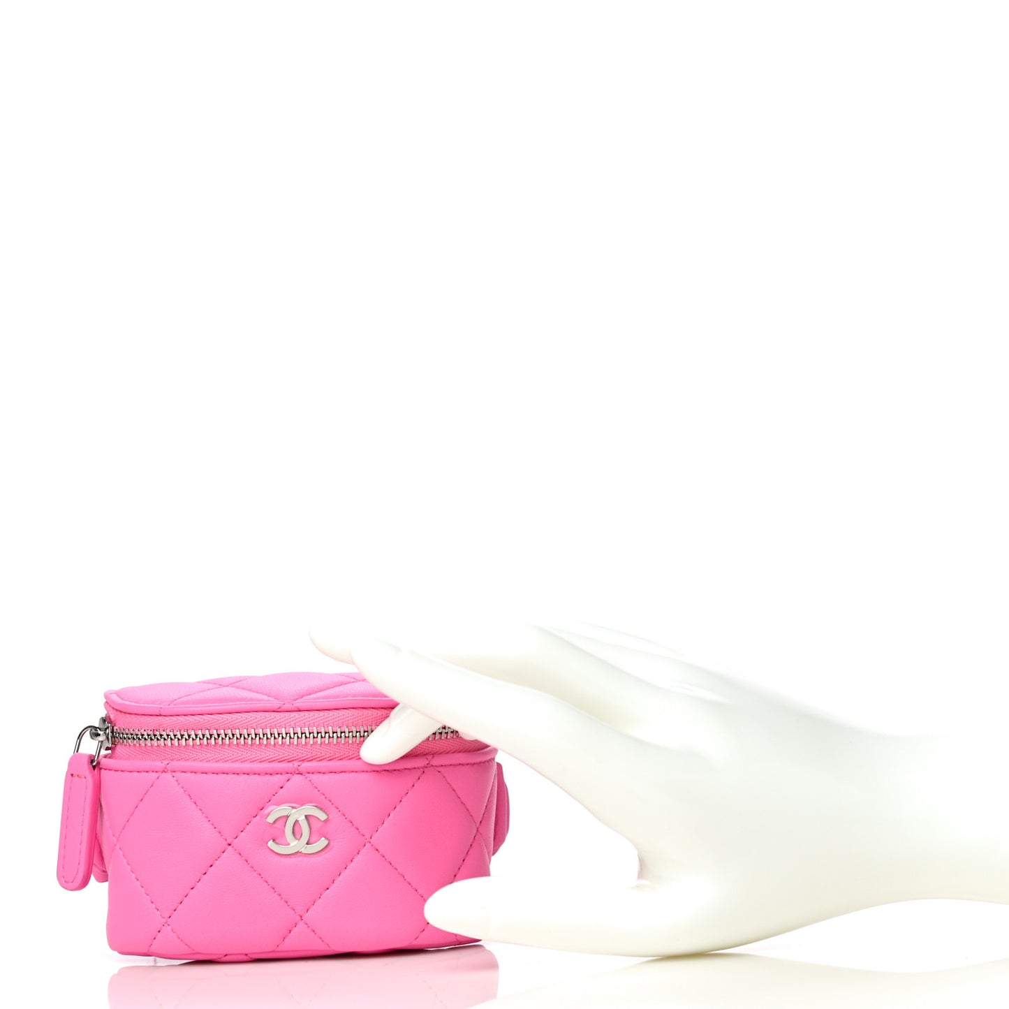 Lambskin Quilted Arm Coin Purse Pink