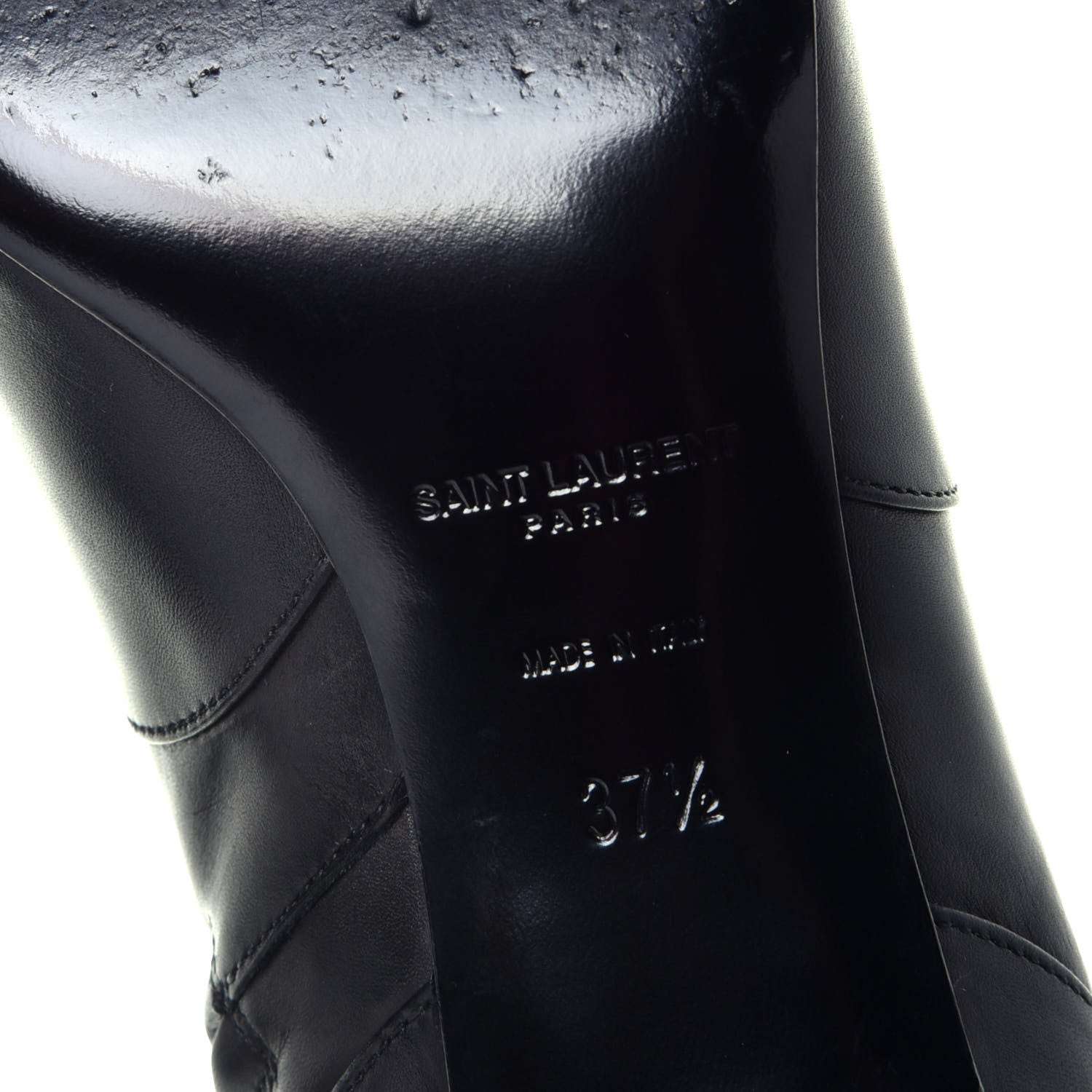 Saint Laurent Calfskin Cat Boot 50 Studded Strap Booties 37.5 Black 6 of 10