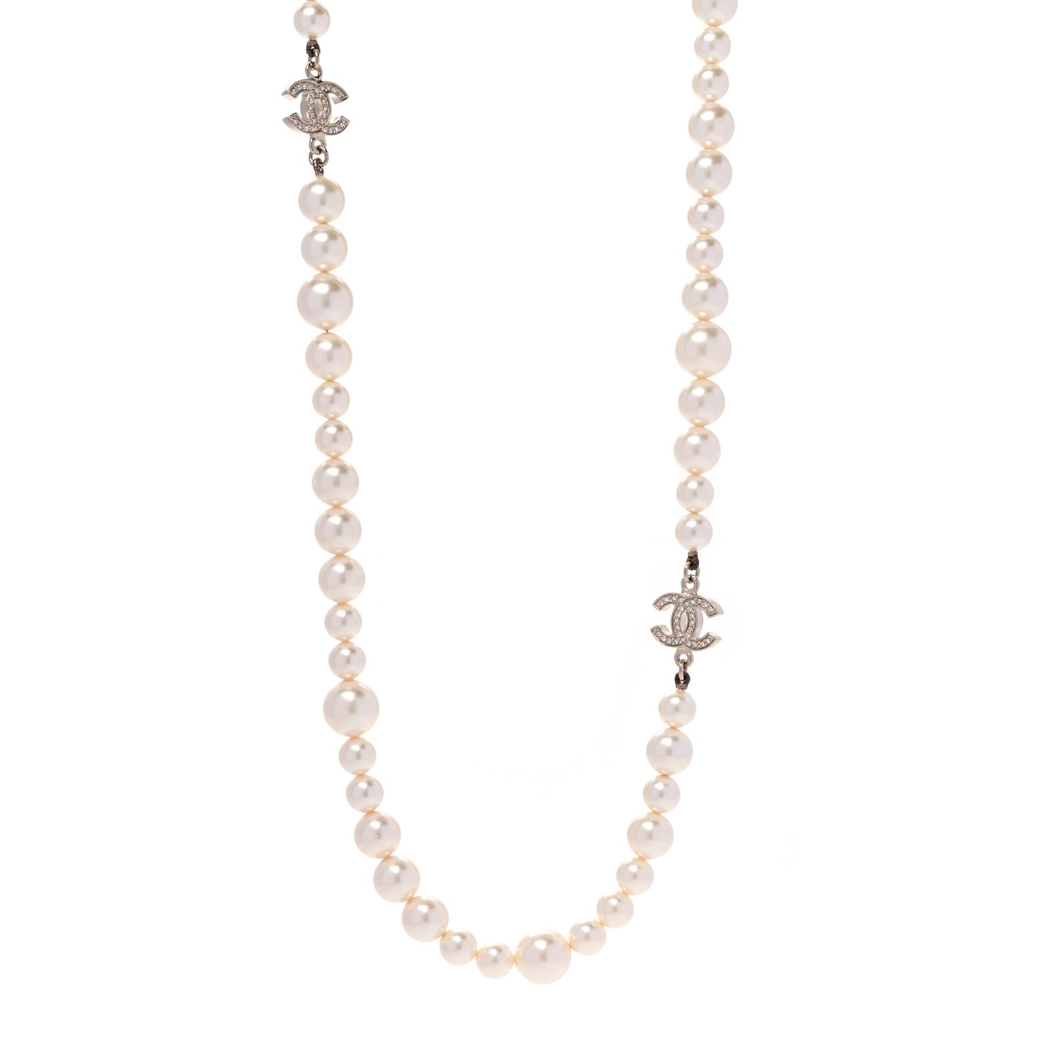 Chanel Graduated Pearl CC Long Necklace Gold 1 of 6