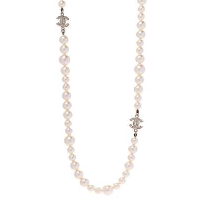 Chanel Graduated Pearl CC Long Necklace Gold 1 of 6