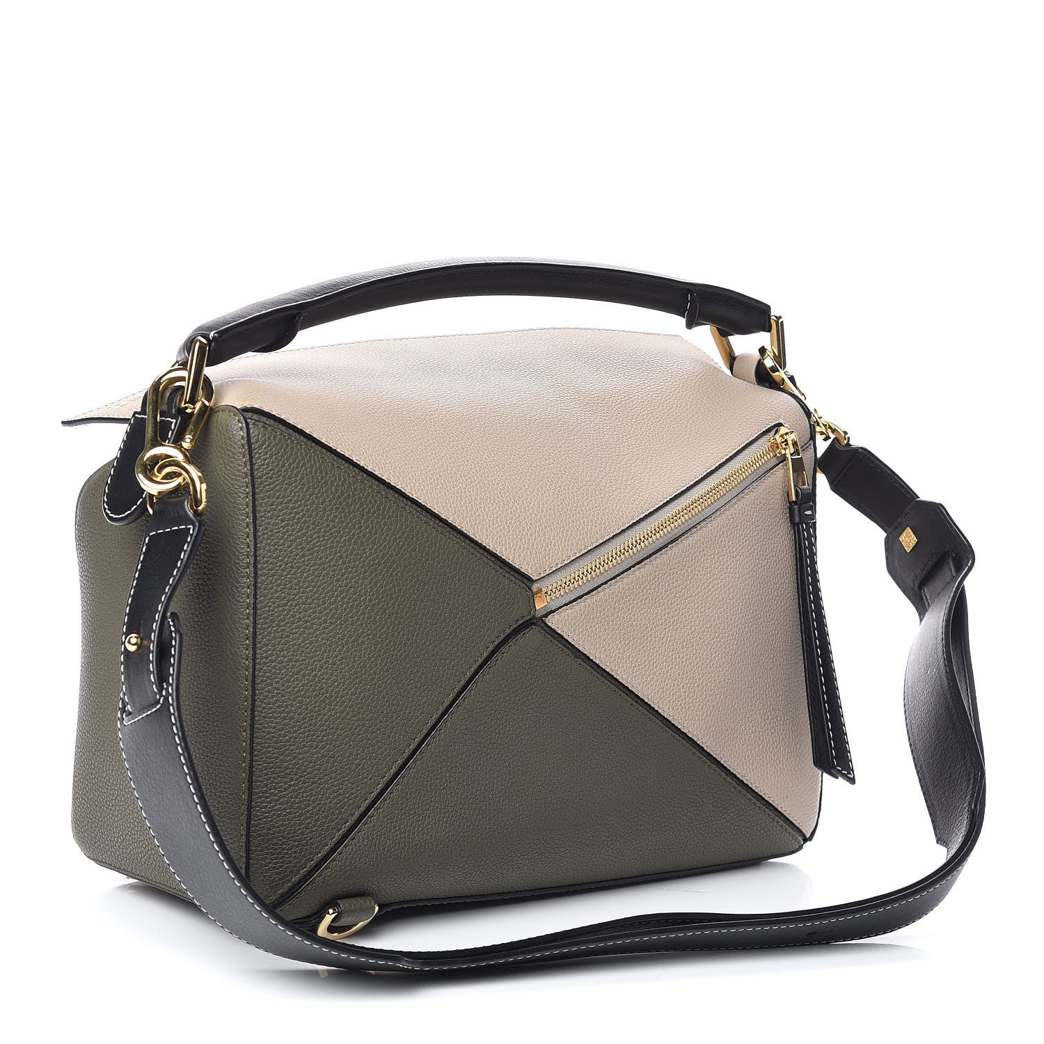 Loewe Grained Calfskin Medium Puzzle Bag Oat Khaki Green 3 of 10