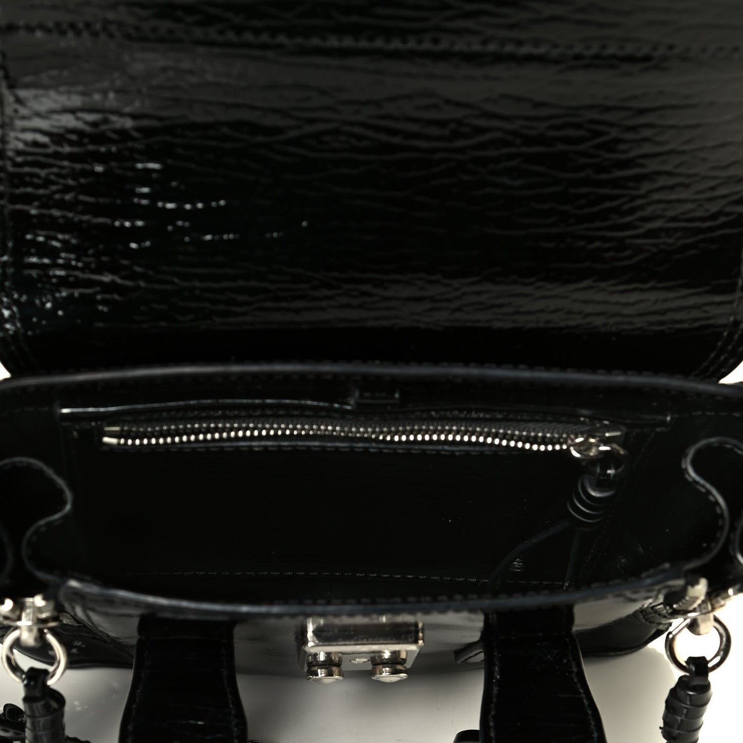 Textured Patent Mini Pashli Satchel Black