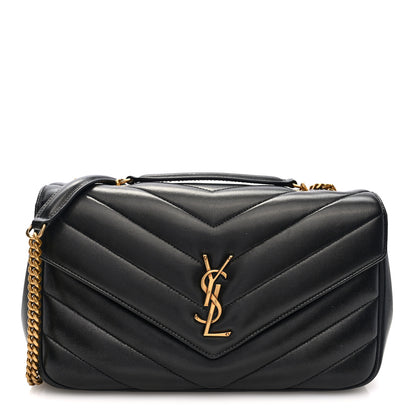 Saint Laurent Lambskin Chevron Quilted Medium Loulou Black 1 of 10