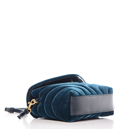 Saint Laurent Velvet Y Quilted Monogram Toy Loulou Chain Satchel Dark Ottanio 4 of 9