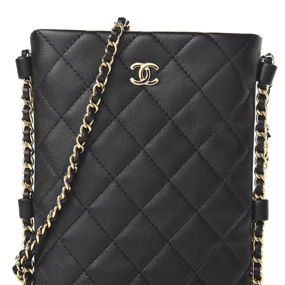 Chanel Lambskin Quilted Chain Around Phone Holder Black 10 of 11