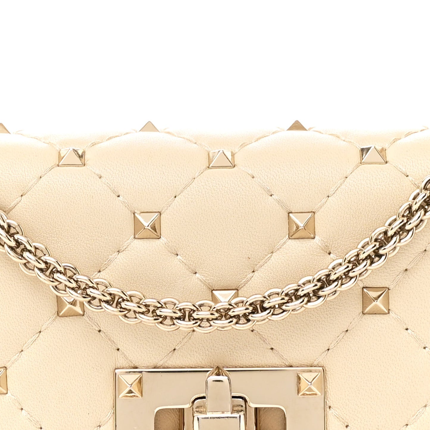 Nappa Small Rockstud Spike Shoulder Bag Light Ivory