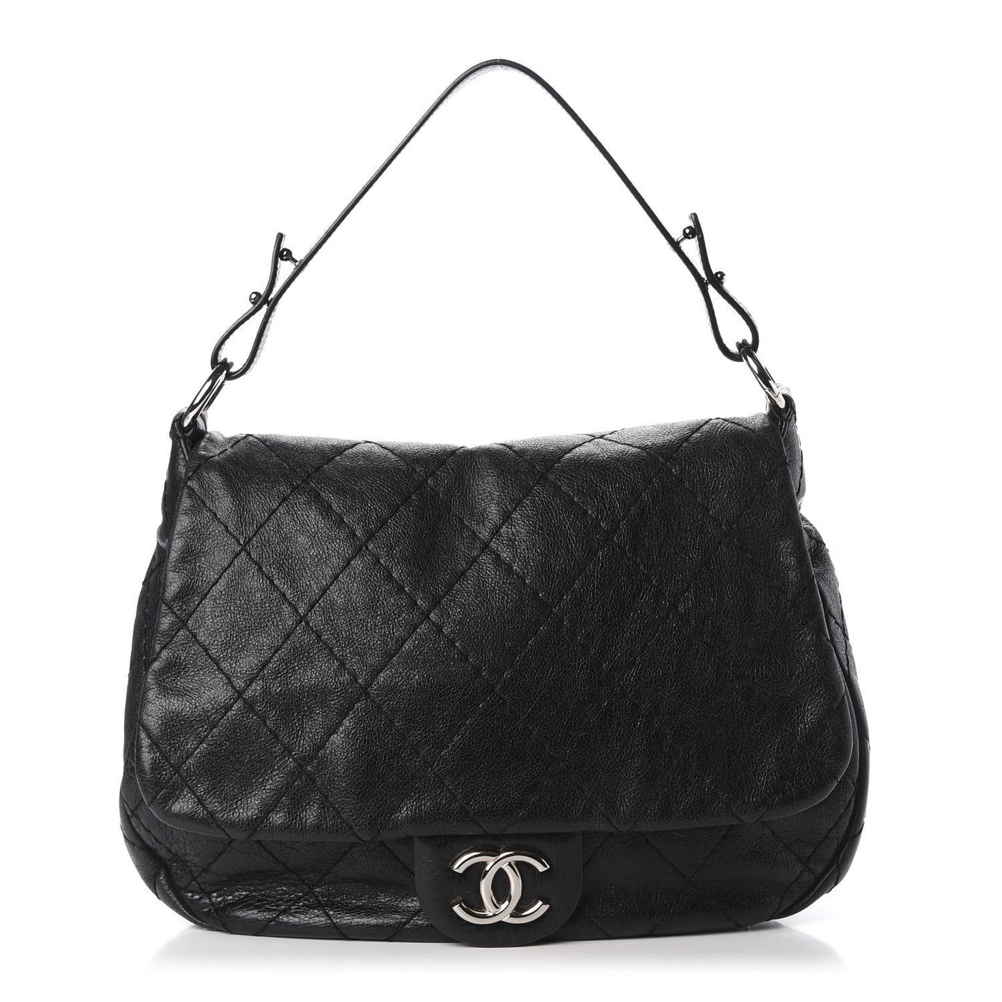 Glazed Calfskin XL On The Road Flap Black