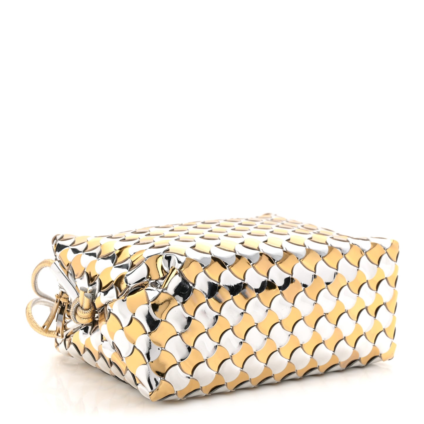 Metallic Lambskin Intrecciato Knot Small Loop Camera Bag Silver Gold