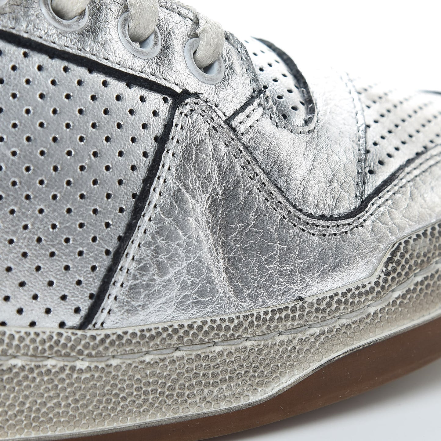 Calfskin Perforated Womens SL24 Sneakers 38 Argento