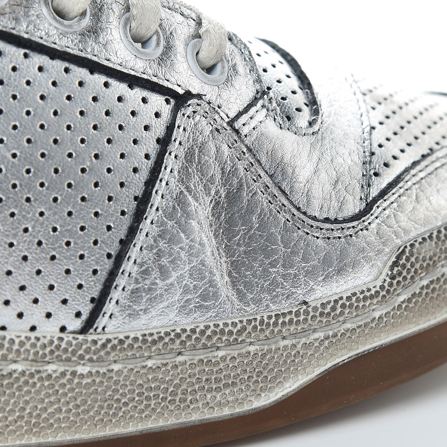 Saint Laurent Calfskin Perforated Womens SL24 Sneakers 38 Argento 11 of 11