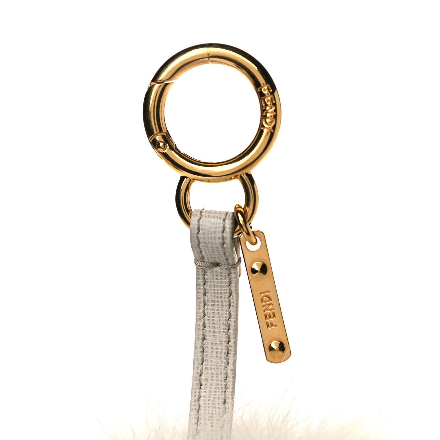 Fox Fur Pom Pom Bag Charm White