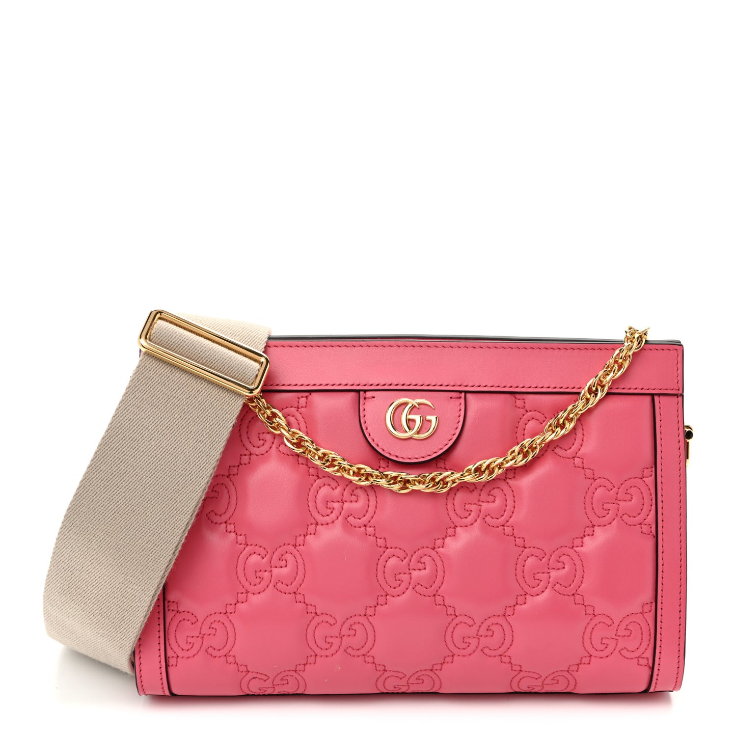 Calfskin GG Matelasse Small Slim Chain Shoulder Bag Rhodamine Pink Natural Rhodamine Pink Natural