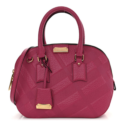 Burberry Heritage Grain Check Embossed Small Orchard Bowling Bag Dark Plum 1 of 10