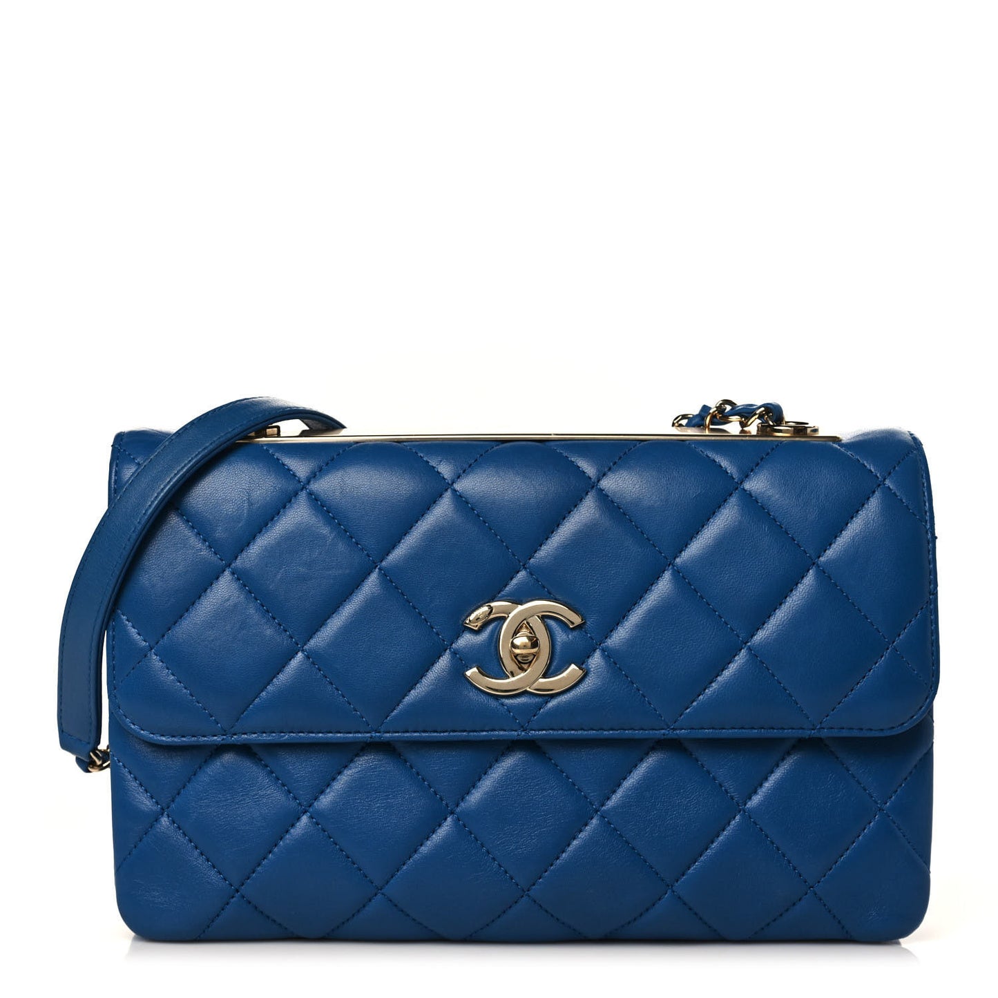 Lambskin Quilted Medium Trendy CC Flap Blue