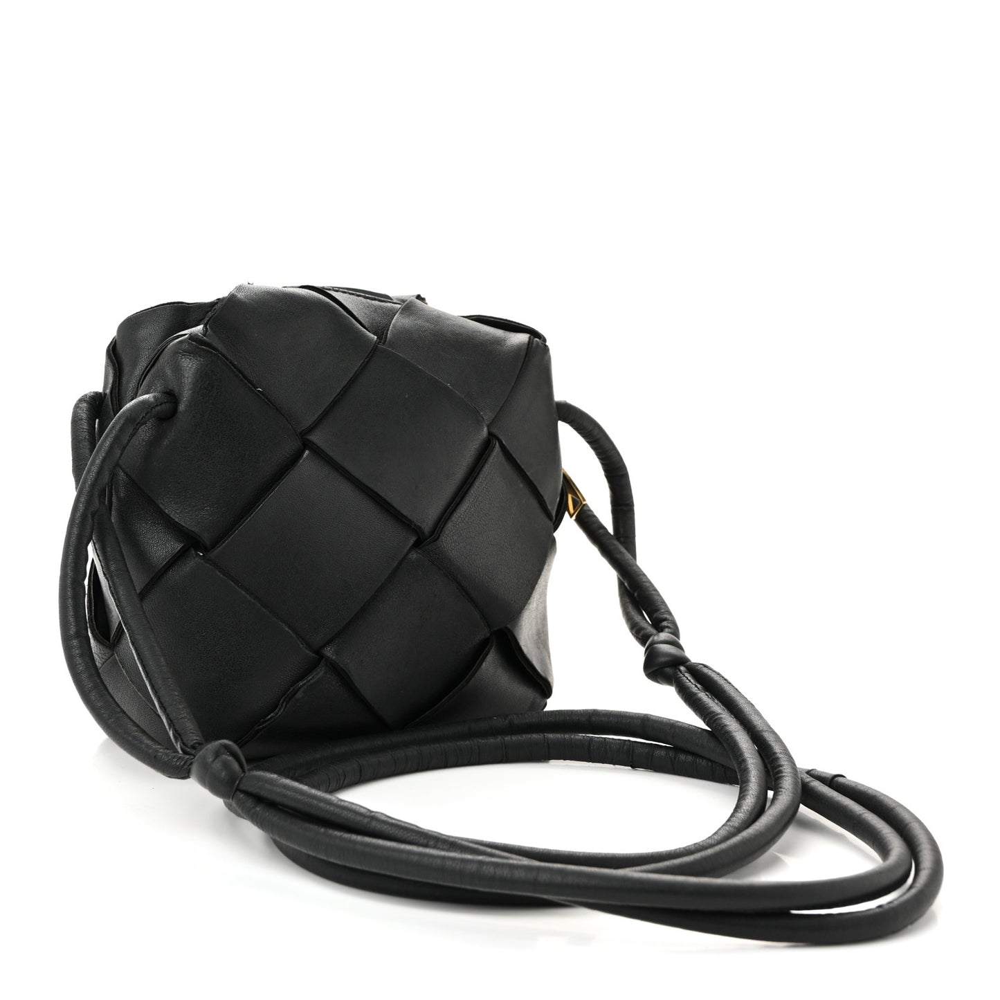 Lambskin Maxi Intrecciato Mini Cassette Camera Bag Black