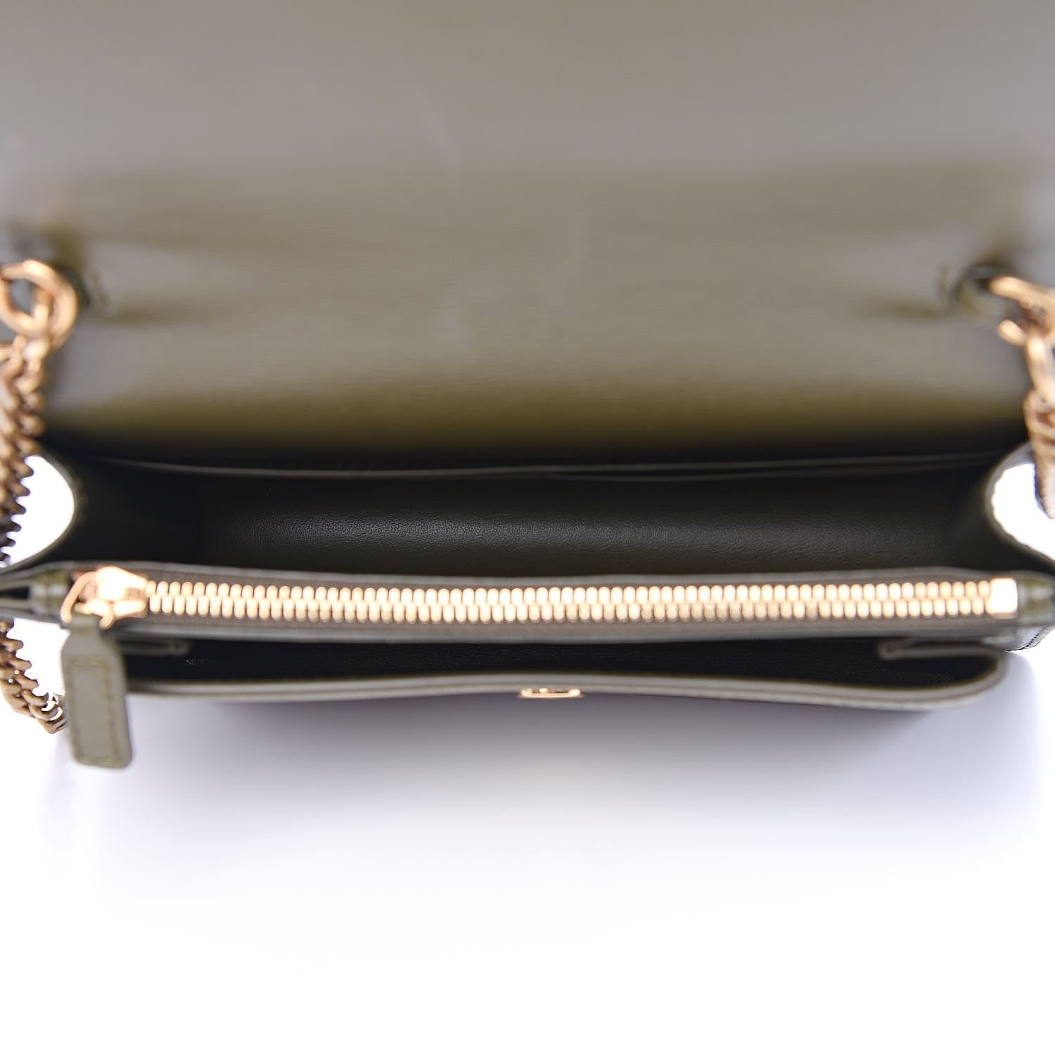 Saint Laurent Calfskin Monogram Sunset Chain Wallet Green 5 of 10