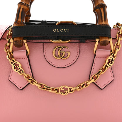 Gucci Textured Dollar Calfskin Web Small Diana Shoulder Bag Wild Rose Black 9 of 11