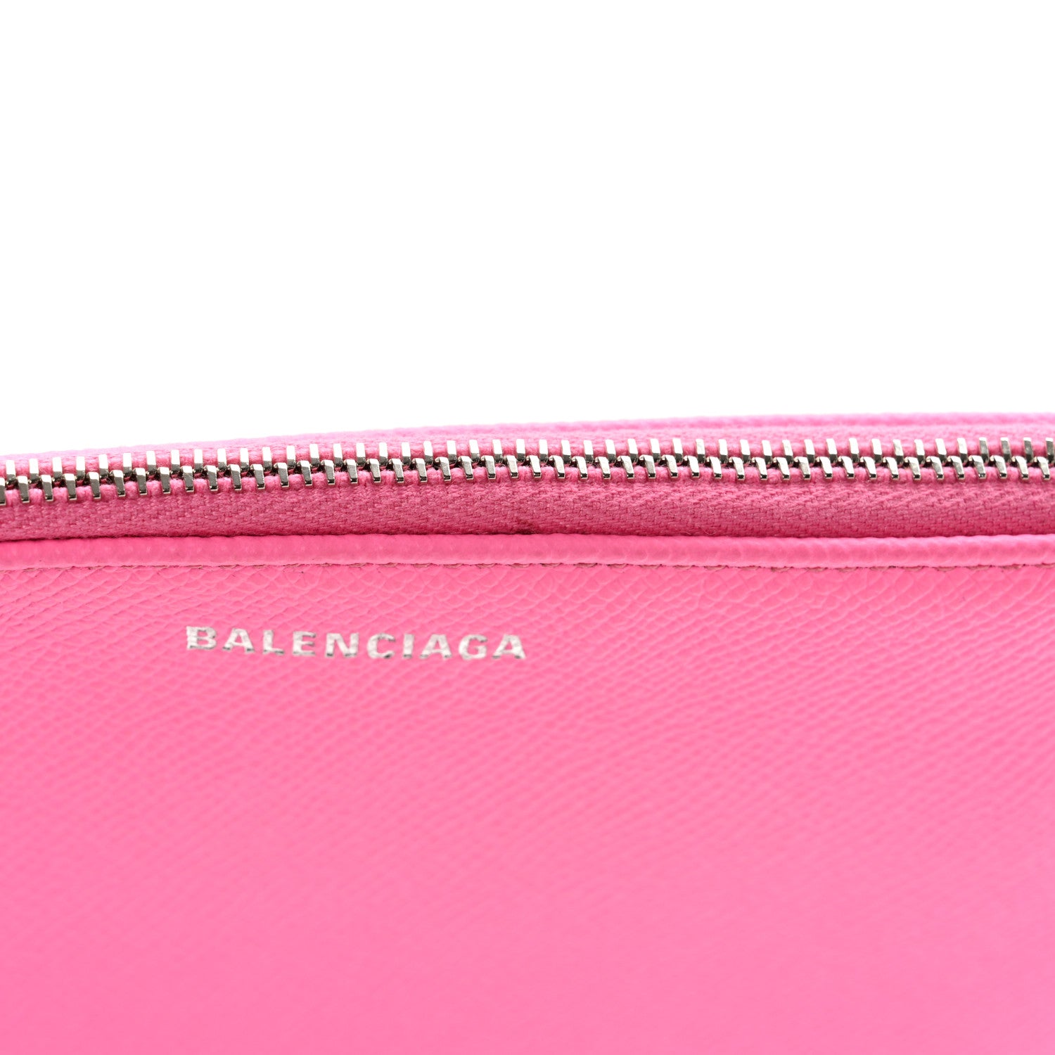 Balenciaga Calfskin Logo Zip Pouch Acid Pink Light Black 8 of 12