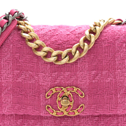 Chanel Tweed Quilted Medium Chanel 19 Flap Pink 8 of 10