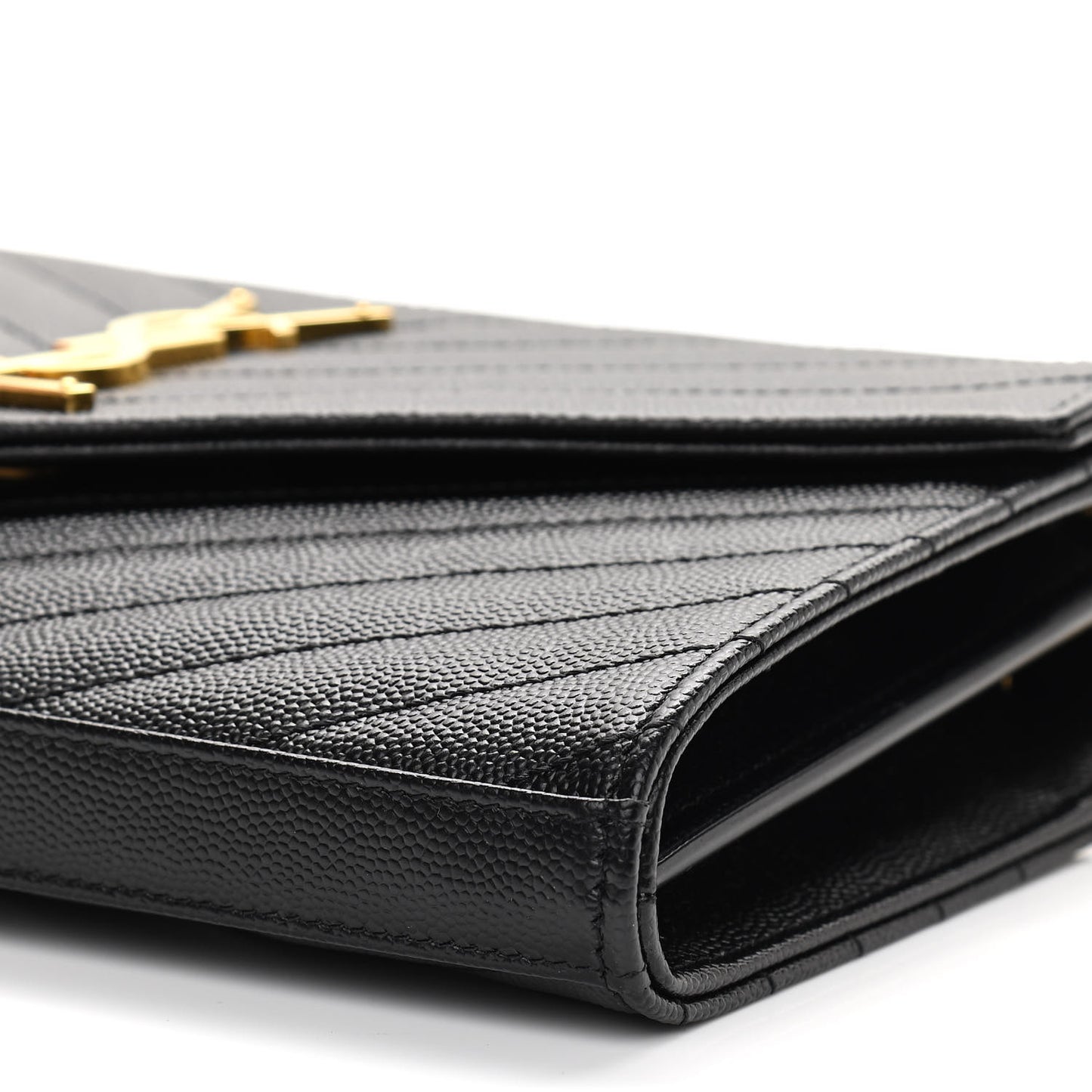 Grain De Poudre Matelasse Chevron Monogram Chain Wallet Black