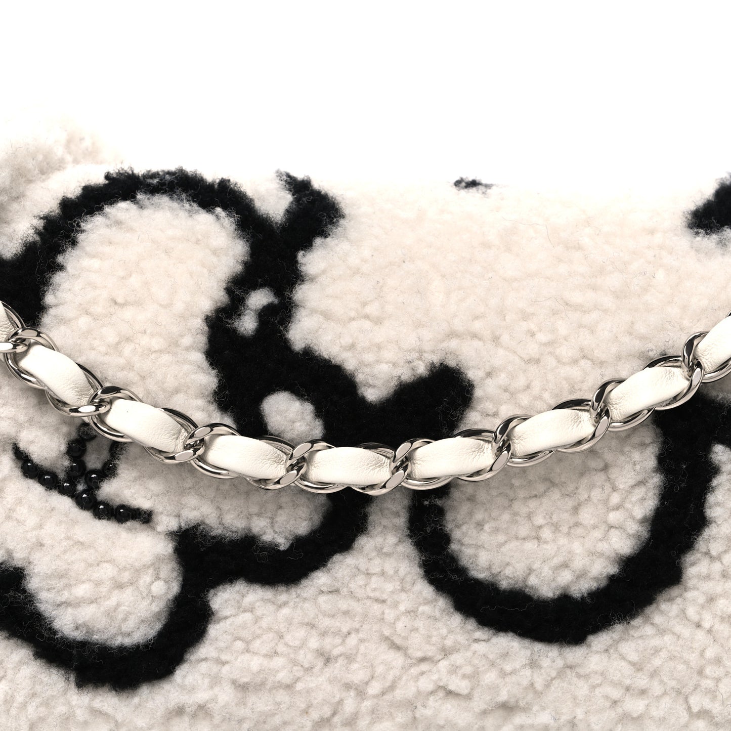 Wool Shearling Medium Single Flap White Black