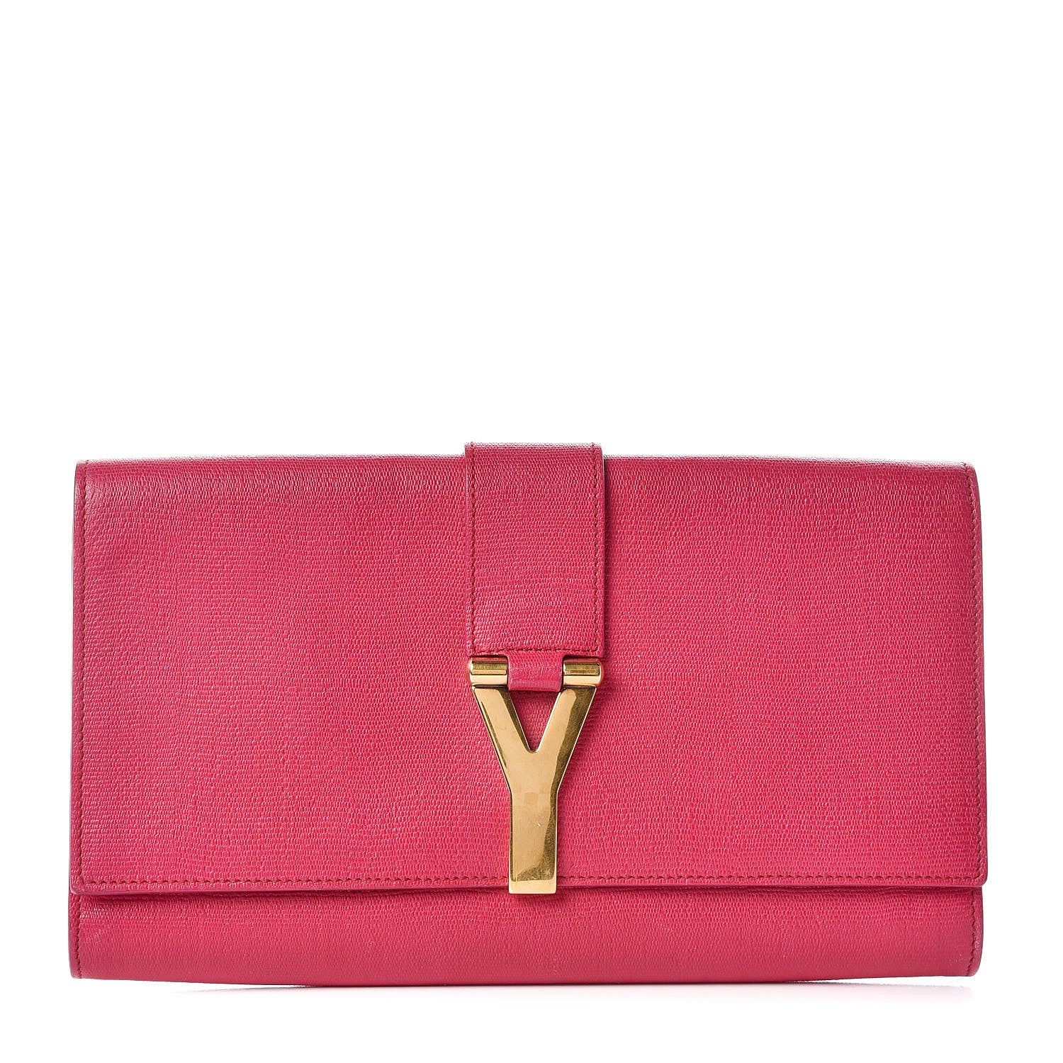 Saint Laurent Textured Calfskin Y Ligne Clutch Fuchsia 1 of 13