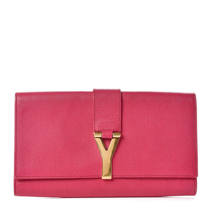 Saint Laurent Textured Calfskin Y Ligne Clutch Fuchsia 1 of 13