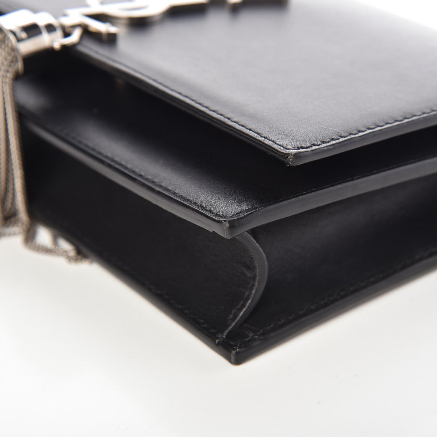 Smooth Calfskin Classic Monogram Kate Tassel Chain Wallet Black