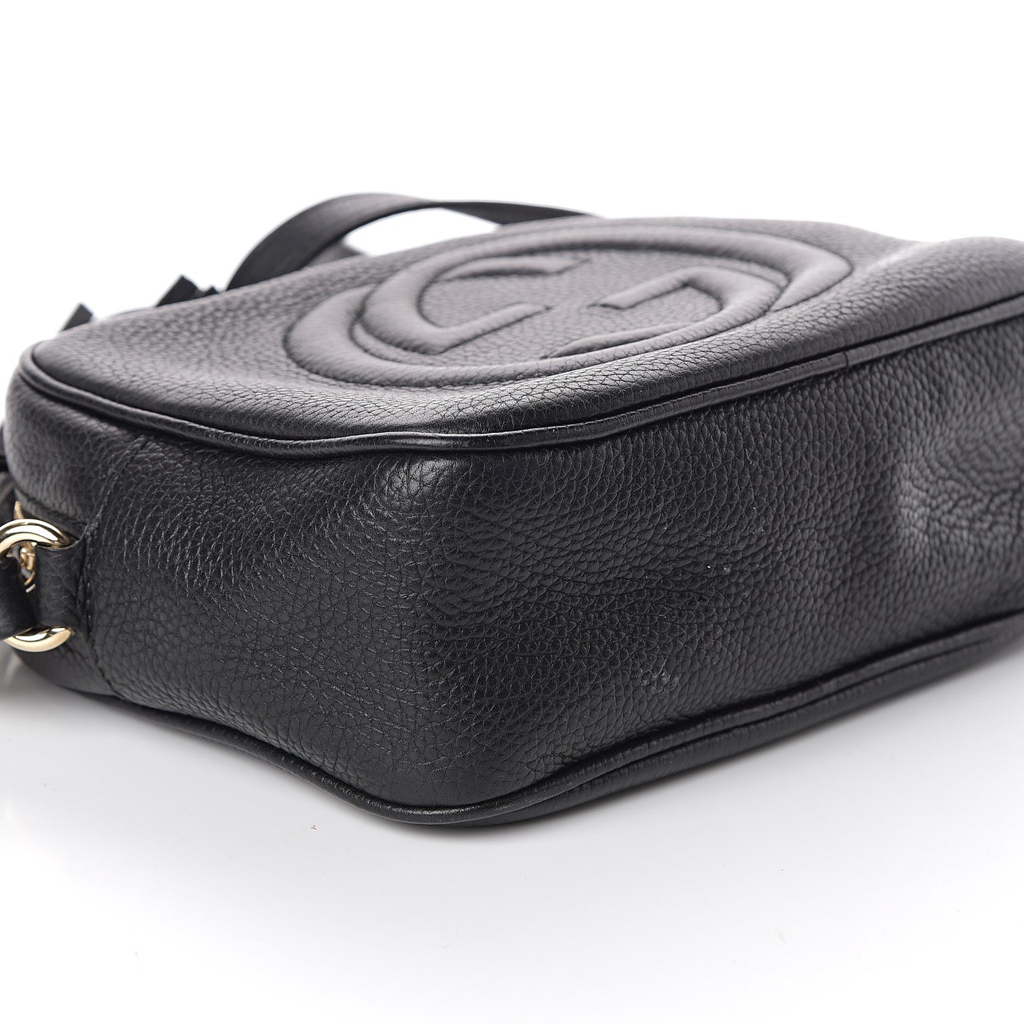Pebbled Calfskin Small Soho Disco Bag Black