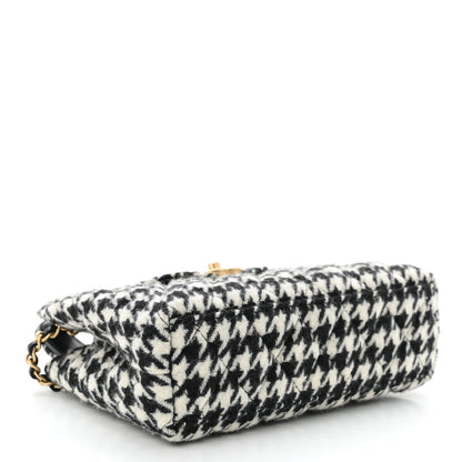 Chanel Tweed Houndstooth Quilted Nano Kelly Shopper Black White 4 of 11