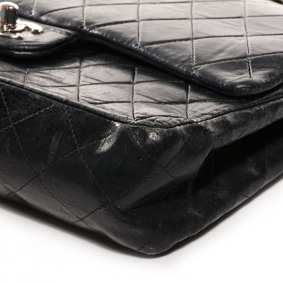 Lambskin Quilted Medium Double Flap Bag Black