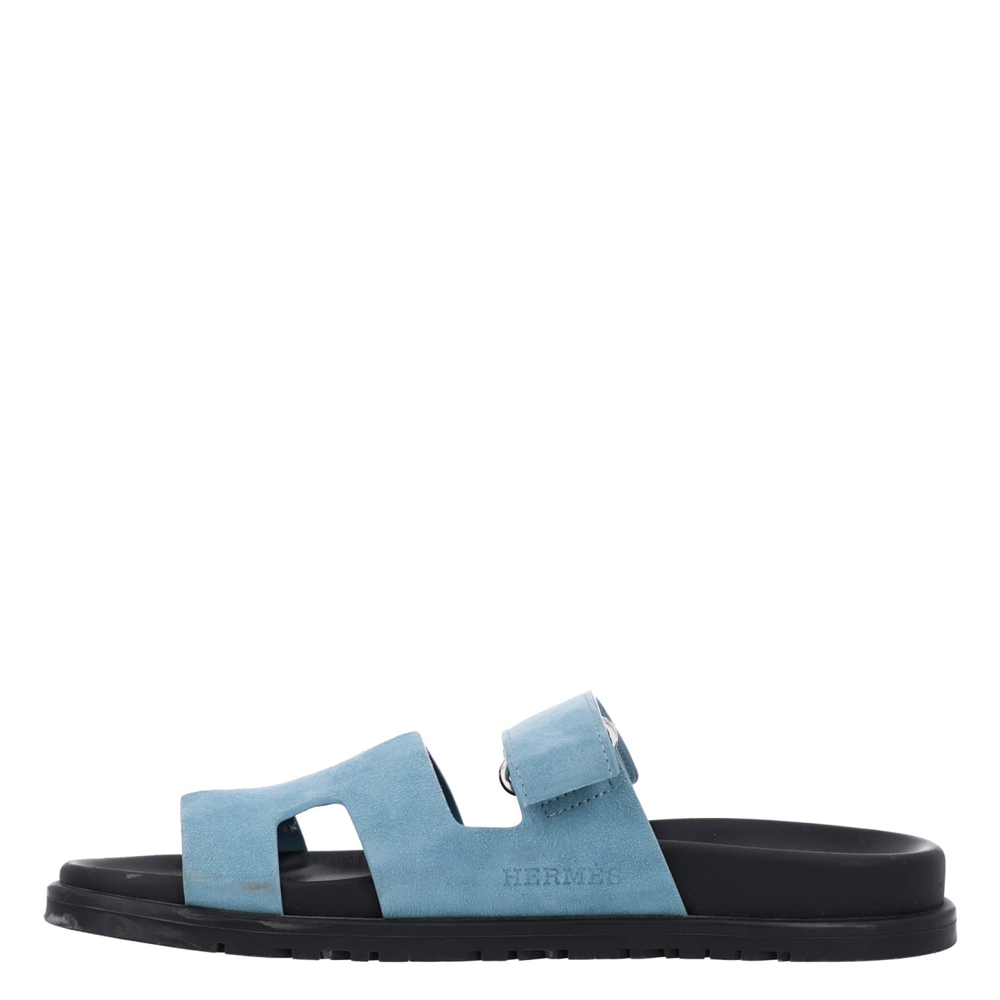 Suede Goatskin Womens Chypre Sandals 38 Bleu Mineral