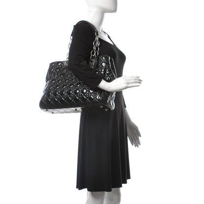 Christian Dior Patent Cannage Large Dior Soft Shopping Tote Black 2 of 7