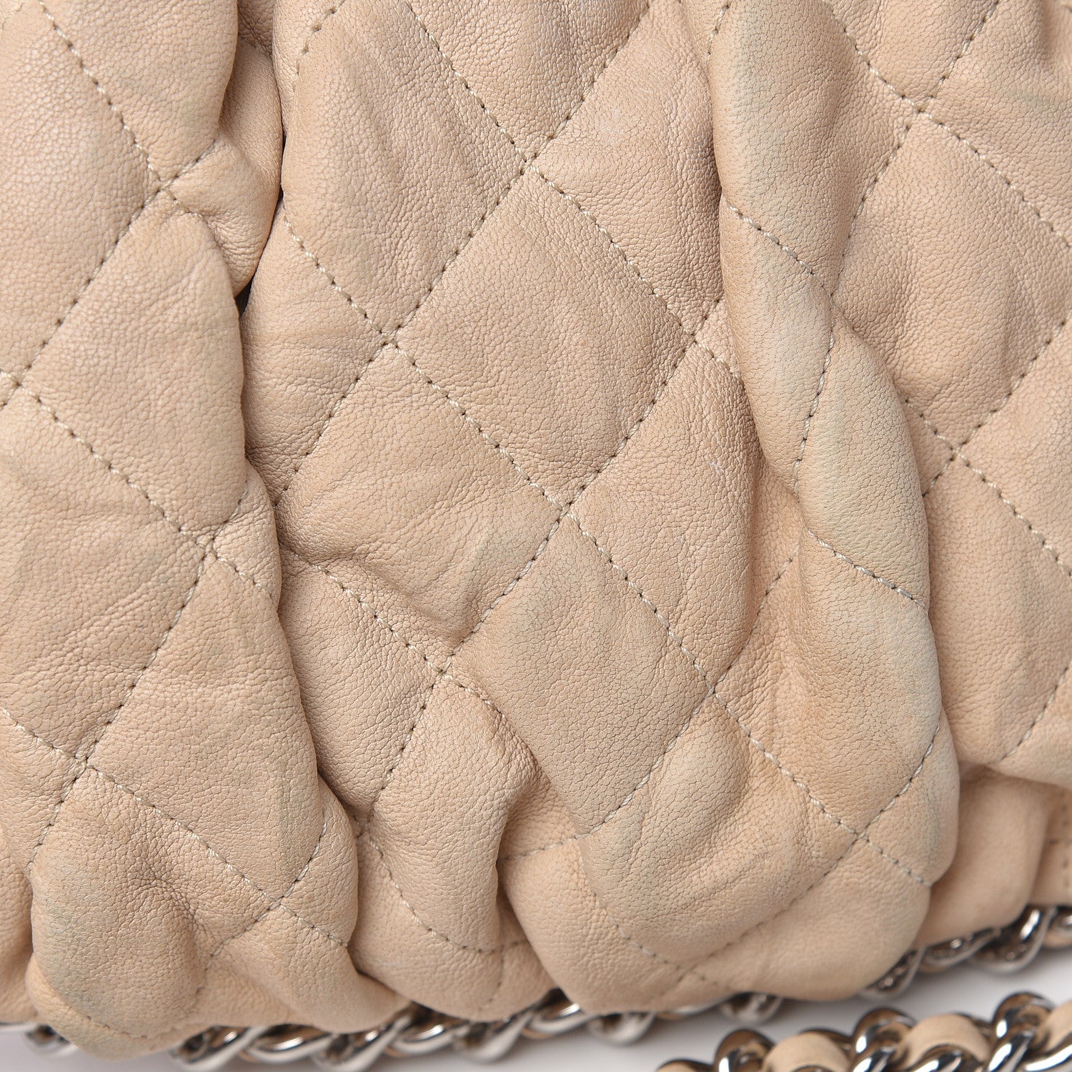 Chanel Washed Lambskin Quilted Medium Chain Around Flap Beige 14 of 17