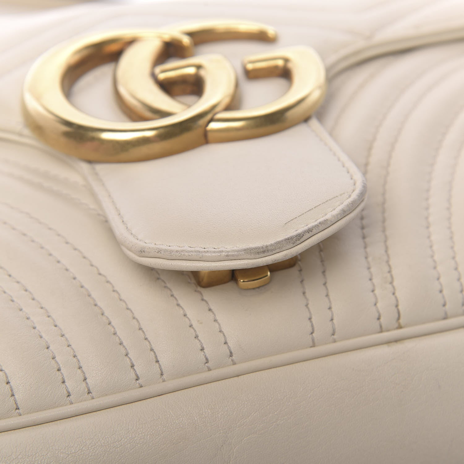 Gucci Calfskin Matelasse Medium GG Marmont Shoulder Bag White 10 of 23
