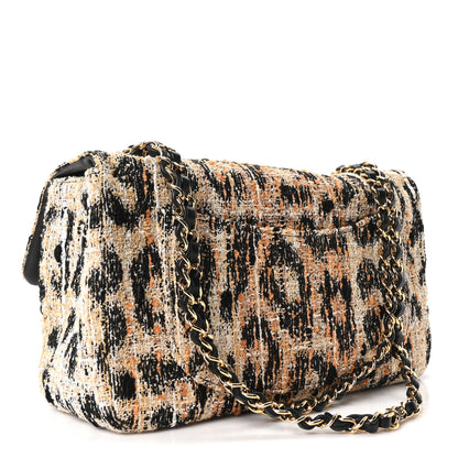 Chanel Tweed Mixed Fibers Leopard Print Small Souplissimo Maxi Flap Brown Black White 3 of 11