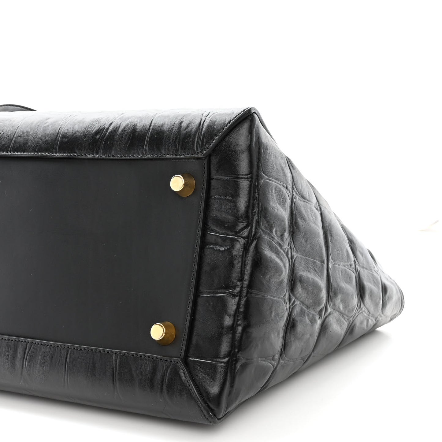 Calfskin Crocodile Embossed Small Belt Bag Black