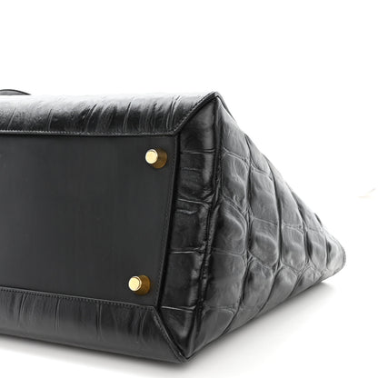 Celine Calfskin Crocodile Embossed Small Belt Bag Black 10 of 10