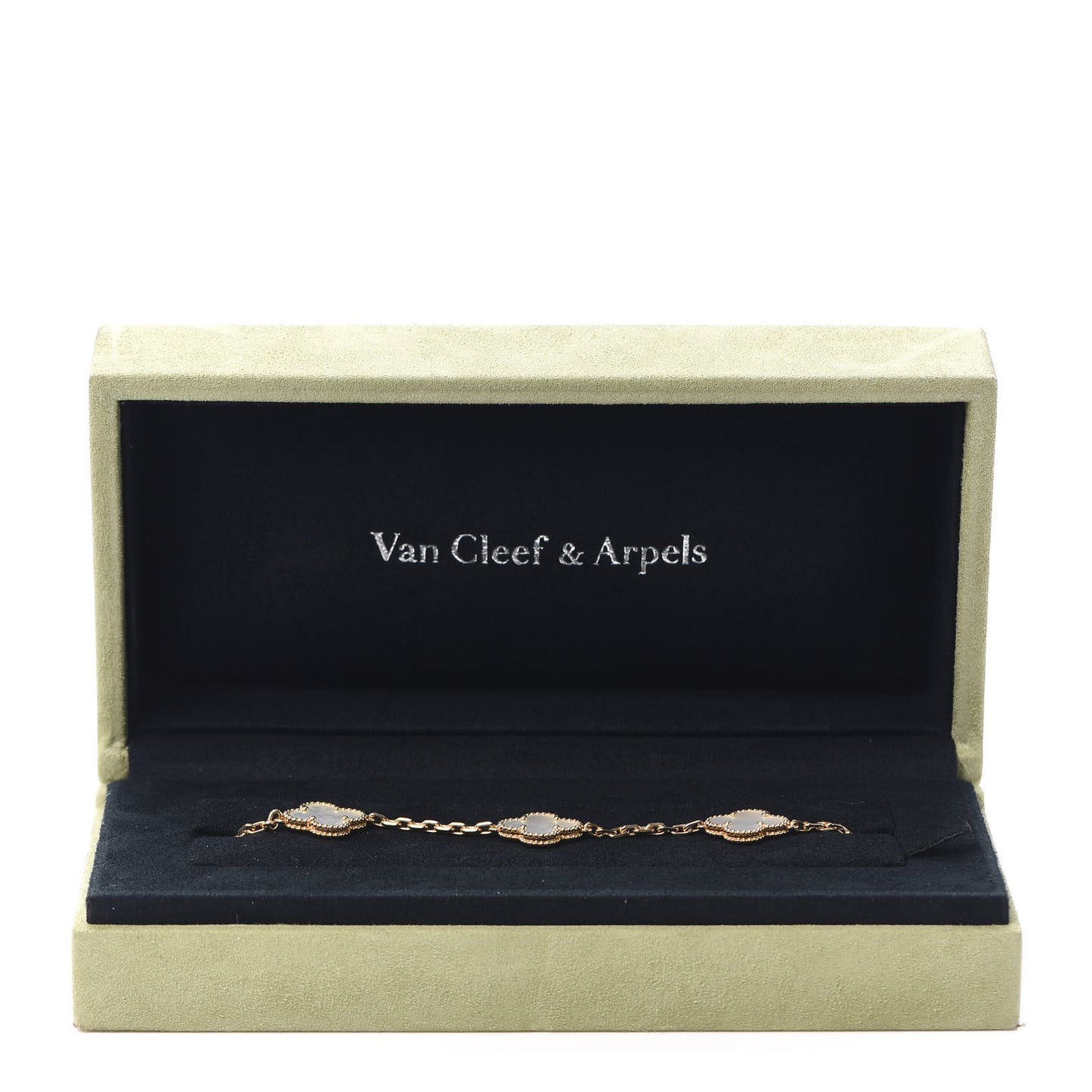 18K Yellow Gold Mother of Pearl 5 Motifs Vintage Alhambra Bracelet
