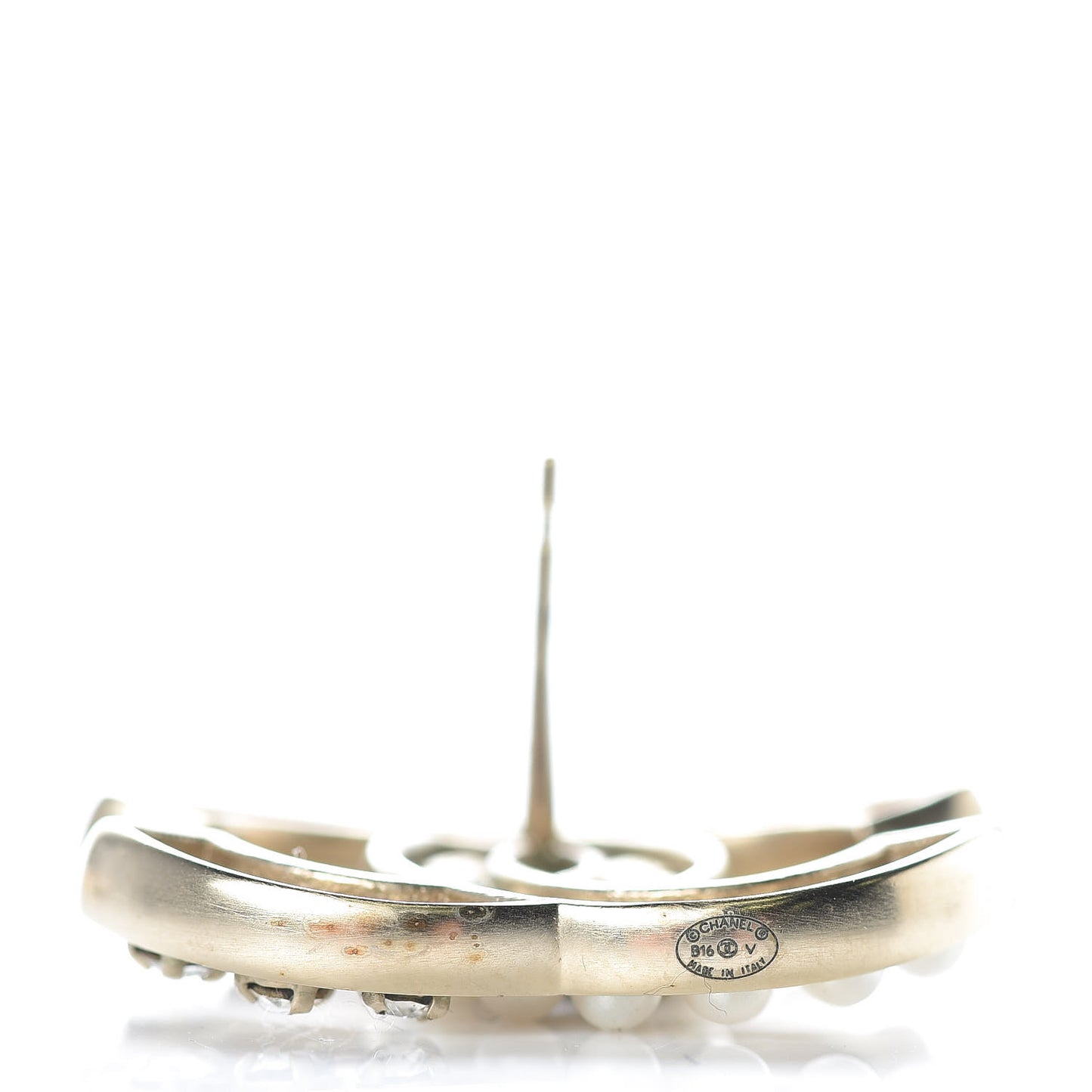 Crystal Pearl CC Earrings Light Gold