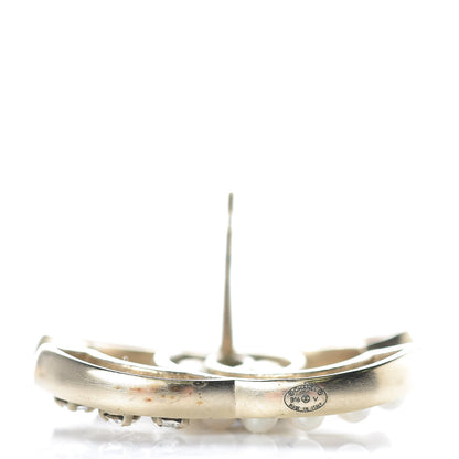 Chanel Crystal Pearl CC Earrings Light Gold 4 of 5