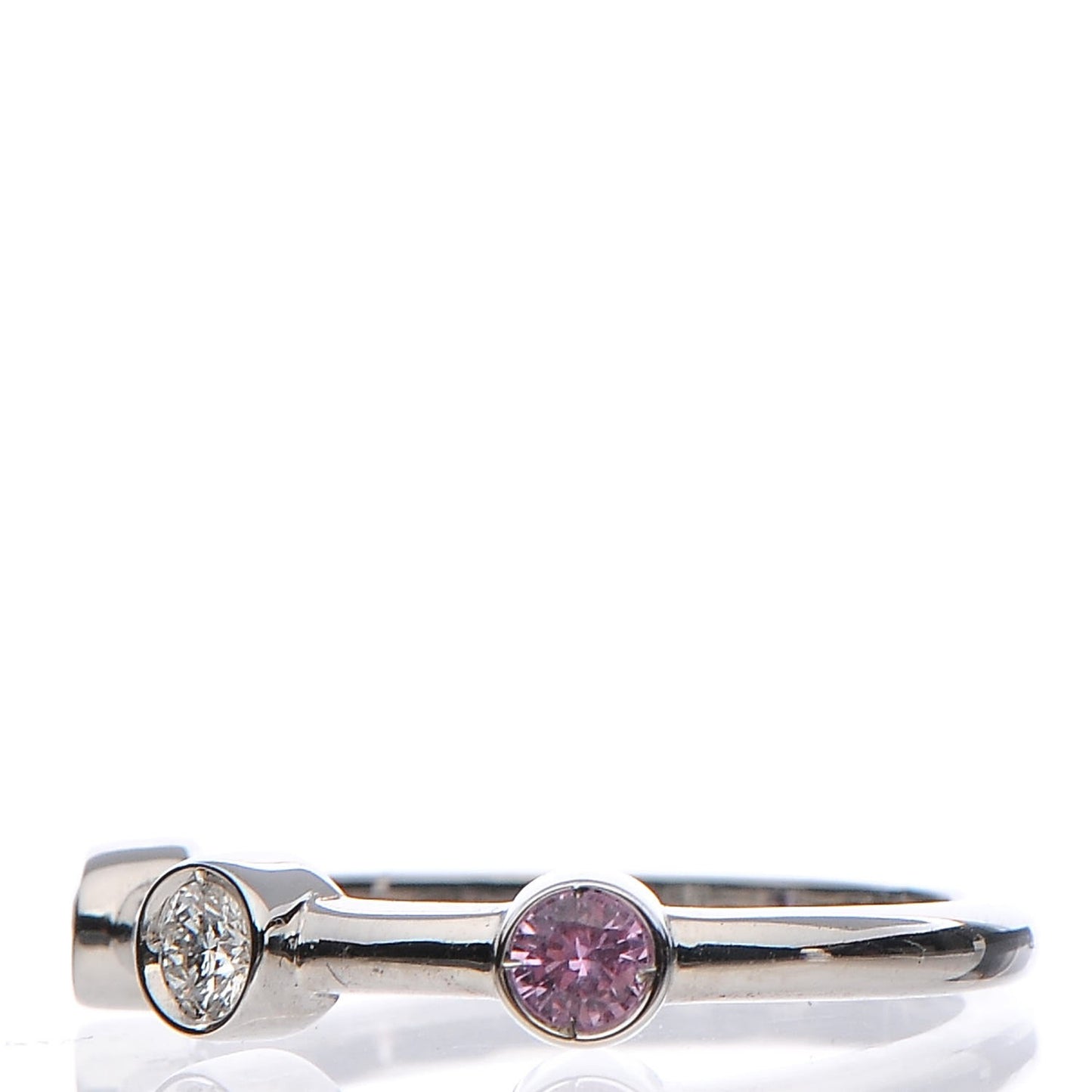 18K White Gold Diamond Pink Purple Sapphire Ring 51 5.75
